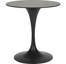 Table d''appoint noire avec plateau et pied ronds