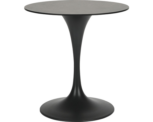 Table d''appoint noire avec plateau et pied ronds