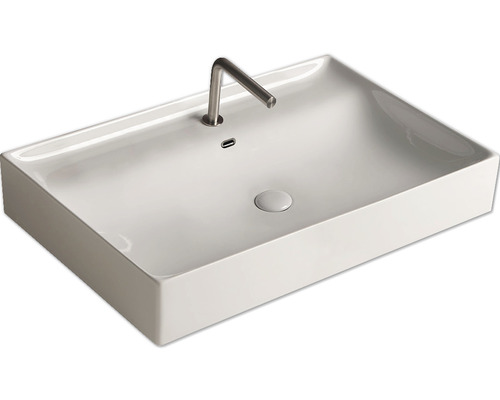 Rechteckiges Aufsatzwaschbecken mit Armatur