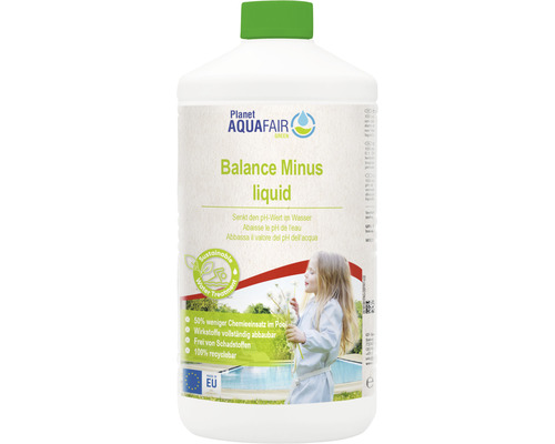 Produit chimique de régulation du pH pour piscine AquaFair 1 l Planet Aquafair Balance Minus Liquid pour la réduction du pH dans l''eau