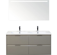 Meuble sous-lavabo avec double vasque et miroir éclairé