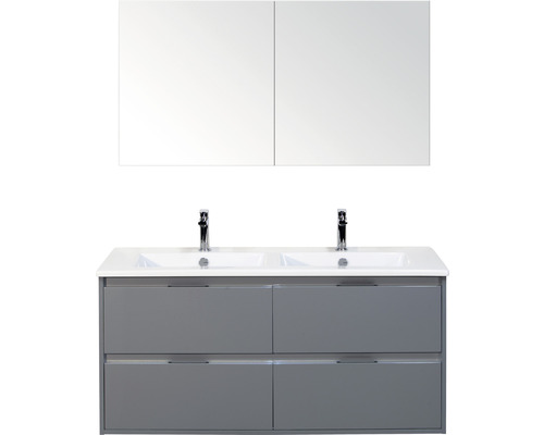 Ensemble de meubles de salle de bains Porto 120 cm 4 tiroirs lavabo en céramique avec armoire de toilette ice green