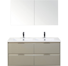 Badmöbelset mit Doppelwaschbecken, Unterschrank und Spiegelschrank