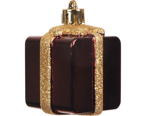 Décoration de sapin de Noël en forme de cadeau avec suspension