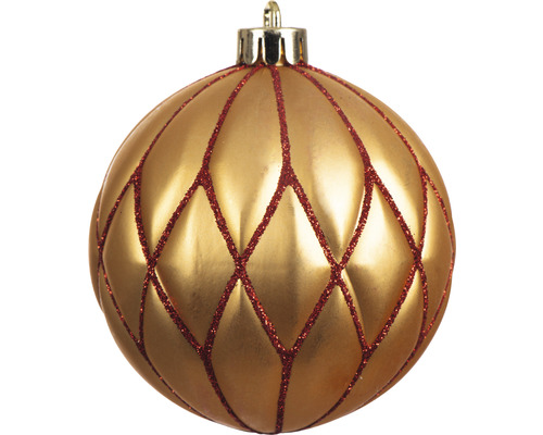 Boule de Noël dorée avec lignes pailletées