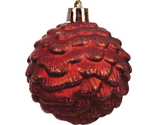 Boule de Noël rouge scintillante en forme de cône