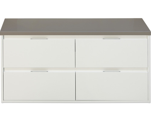 Waschbeckenunterschrank sanox Porto BxHxT 120x59x50 cm weiss hochglanz inkl. Waschtischplatte cubanit grey