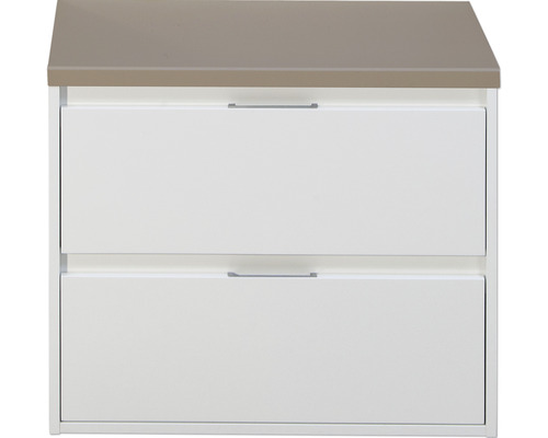 Meuble sous vasque Pulse 70 cm blanc haute brillance avec plan de lavabo cubanit grey