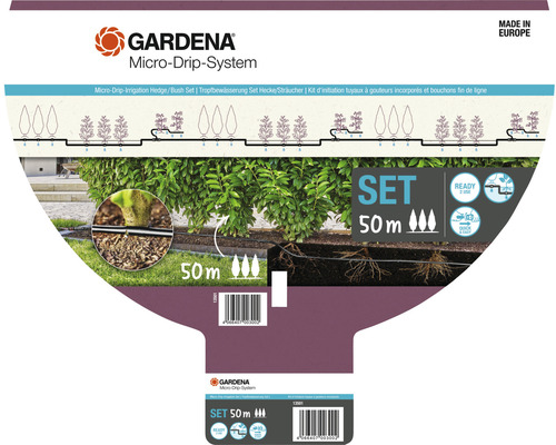 Système de micro-irrigation Gardena pour l''irrigation des haies et des buissons, 50 mètres