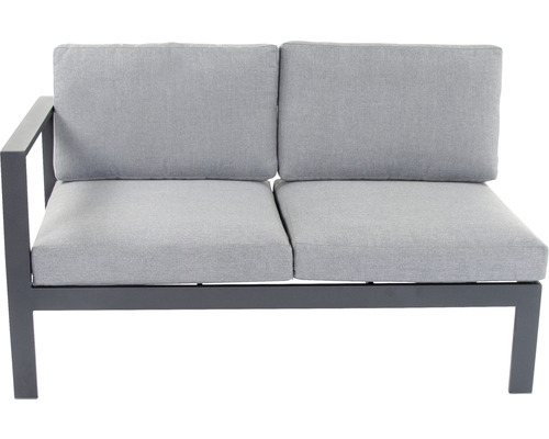 Canapé de jardin avec cadre en aluminium et coussins gris