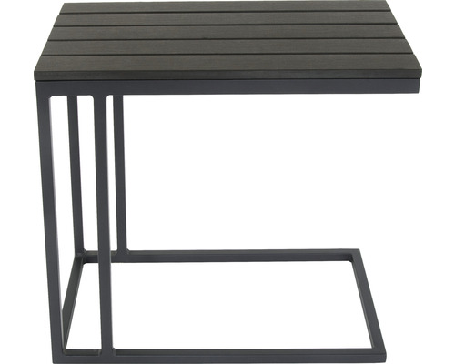 Table d''appoint avec cadre métallique en forme de C et plateau en bois