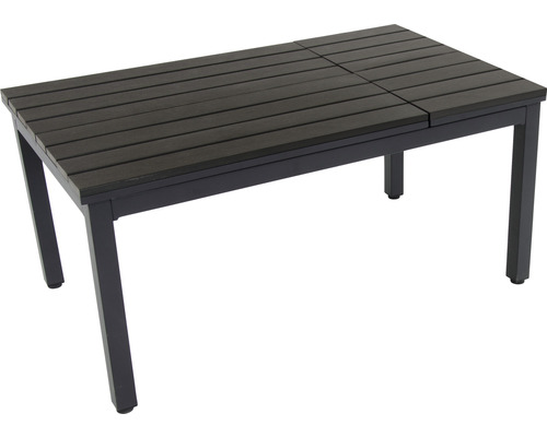 Table de jardin avec plateau en lattes de bois et structure en métal