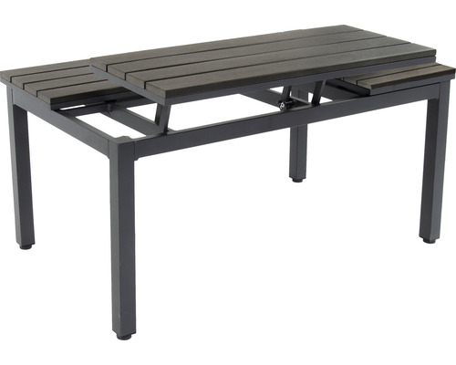 Table de jardin extensible avec cadre en métal et lattes en bois