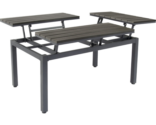 Table de jardin réglable en hauteur avec plateaux en bois