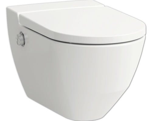 Ensemble WC lavant LAUFEN CLEANET NAVIA cuvette à fond creux sans bride de rinçage blanc brillant avec revêtement sans abattant WC H8206017570001
