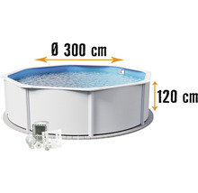 Aufstellpool Stahlwandpool-Set Planet Pool Vision-Pool Classic Solo rund Ø300x120 cm inkl. Einbauskimmer weiss-thumb-0