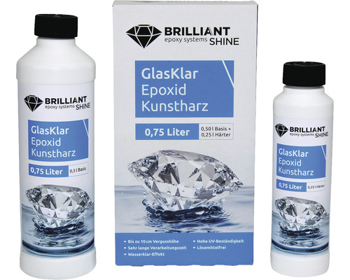 BrilliantShine GlasKlar Epoxid Kunstharz Giessharz 750 ml