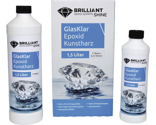 BrilliantShine GlasKlar Epoxid Kunstharz Giessharz 1,5 l