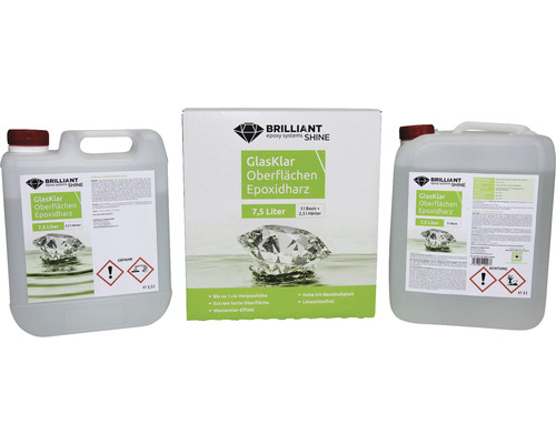 BrilliantShine Surfaces en résine époxy résine de coulée 7,5 L Brilliant résine époxy pour surfaces, conditionnement de 7,5 litres