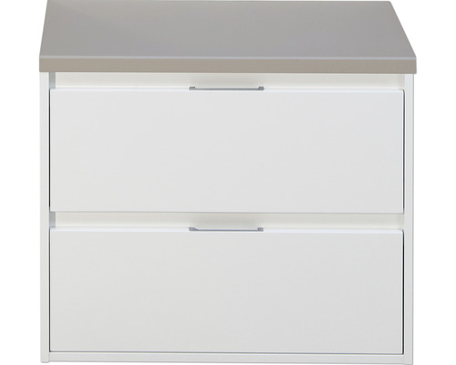 Meuble sous vasque Pulse 70 cm blanc haute brillance avec plan de lavabo gris silex