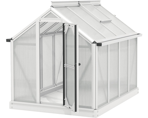 Serre avec porte ouverte pour le jardin