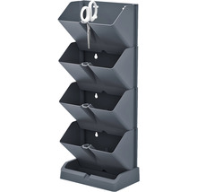 Tour de plantation grise avec quatre bacs et une paire de ciseaux