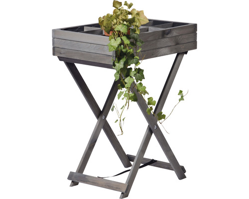 Pflanzkasten aus Holz mit X-förmigem Ständer und Pflanze