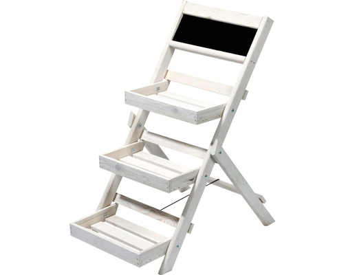 Escalier pour plantes avec trois marches 38,5 x 49,5 x 69 cm blanc