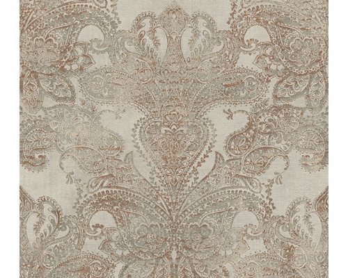 Papier peint intissé 39119-1 ornement baroque gris-marron Papier peint avec motif cachemire