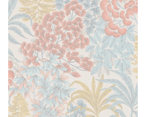 Papier peint intissé 39128-1 floral pink crème bleu argent