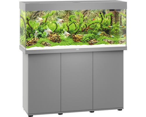 Kit complet d'aquarium Juwel Rio 240 LED SBX avec éclairage LED, chauffage, filtre et meuble bas gris