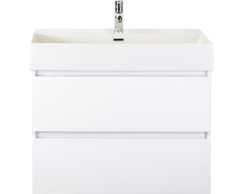 Ensemble de meubles de salle de bains Maxx XL 80 cm avec vasque en céramique blanc à haute brillance