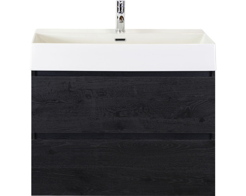 Waschbecken mit Unterschrank Sanox MAXX XL BxHxT 81x73x45.5 cm Frontfarbe black oak 81734349