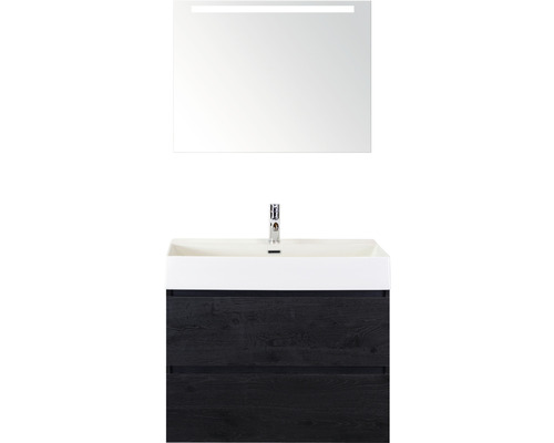 Ensemble de meubles de salle de bains Maxx XL 80 black oak avec vasque + miroir Feel