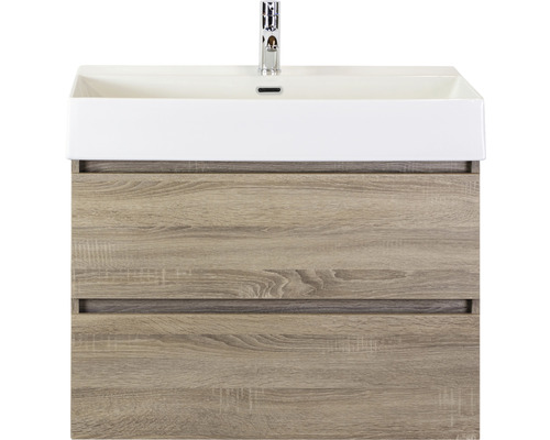 Ensemble de meubles de salle de bains Maxx XL 80 cm avec vasque en céramique chêne gris