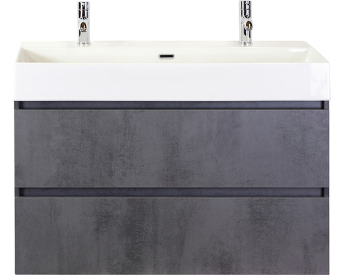 Lavabo avec meuble bas Sanox MAXX XL lxhxp 101x73x45.5 cm couleur de façade béton anthracite 81735541