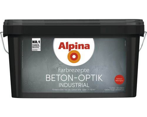 Alpina Farbrezepte Effektfarbe Beton-Optik Komplett Set grau ink. Alpina-Kelle-0