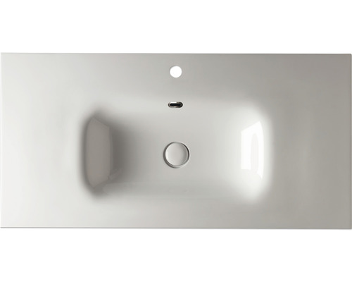 Waschbecken von oben mit Ablaufgarnitur