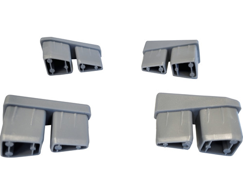 Quatre embouts de pieds gris pour tubes carrés