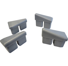 Quatre connecteurs d''angle en plastique gris pour meubles