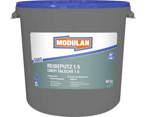 MODULAN 5005 Crépi taloché 1.5 mm blanc 40 kg Seau de crépi taloché 1.5 de Modulan, 40 kilogrammes