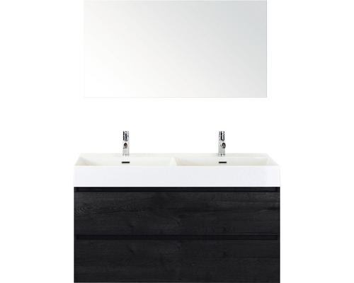 Ensemble de meubles de salle de bains Maxx XL 120 black oak avec double vasque + miroir