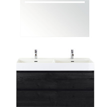 Badmöbelset Maxx XL 120 black oak mit Doppelwaschbecken + Spiegel Feel