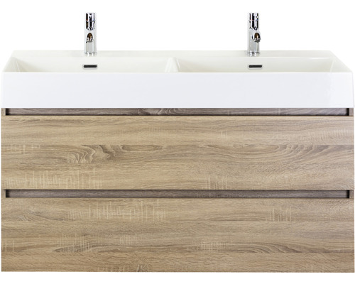 Ensemble de meubles de salle de bains Maxx XL 120 cm lavabo double céramique modèle 2 chêne gris