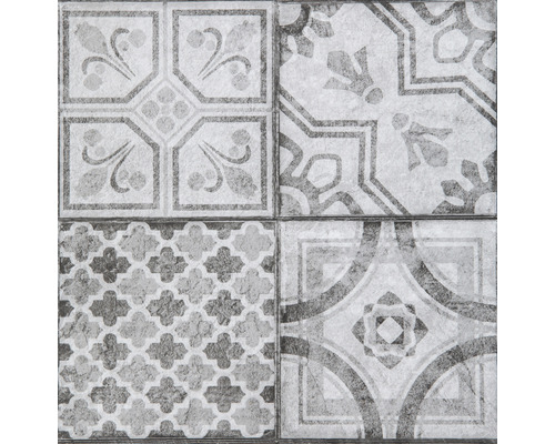 Fliesenmuster mit floralen und geometrischen Motiven