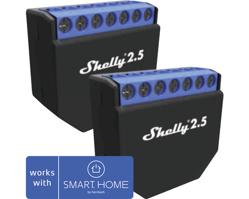 Shelly lot de 2 interrupteur Wi-Fi Dual 2.5 compatible avec SMART HOME by hornbach