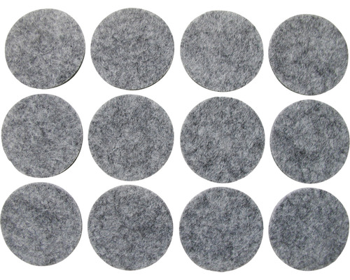 Patin en feutre rond 28 mm gris autocollant 12 pièces