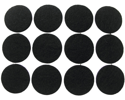 Filzgleiter rund 28 mm schwarz selbstklebend 12 Stück Zwölf runde Filzgleiter zur Möbelbefestigung