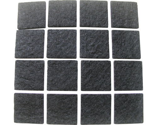 Patin en feutre rectangulaire 22 x 22 mm noir autocollant 16 pièces