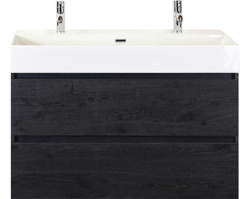 Meuble sous-lavabo avec deux tiroirs et lavabo à poser